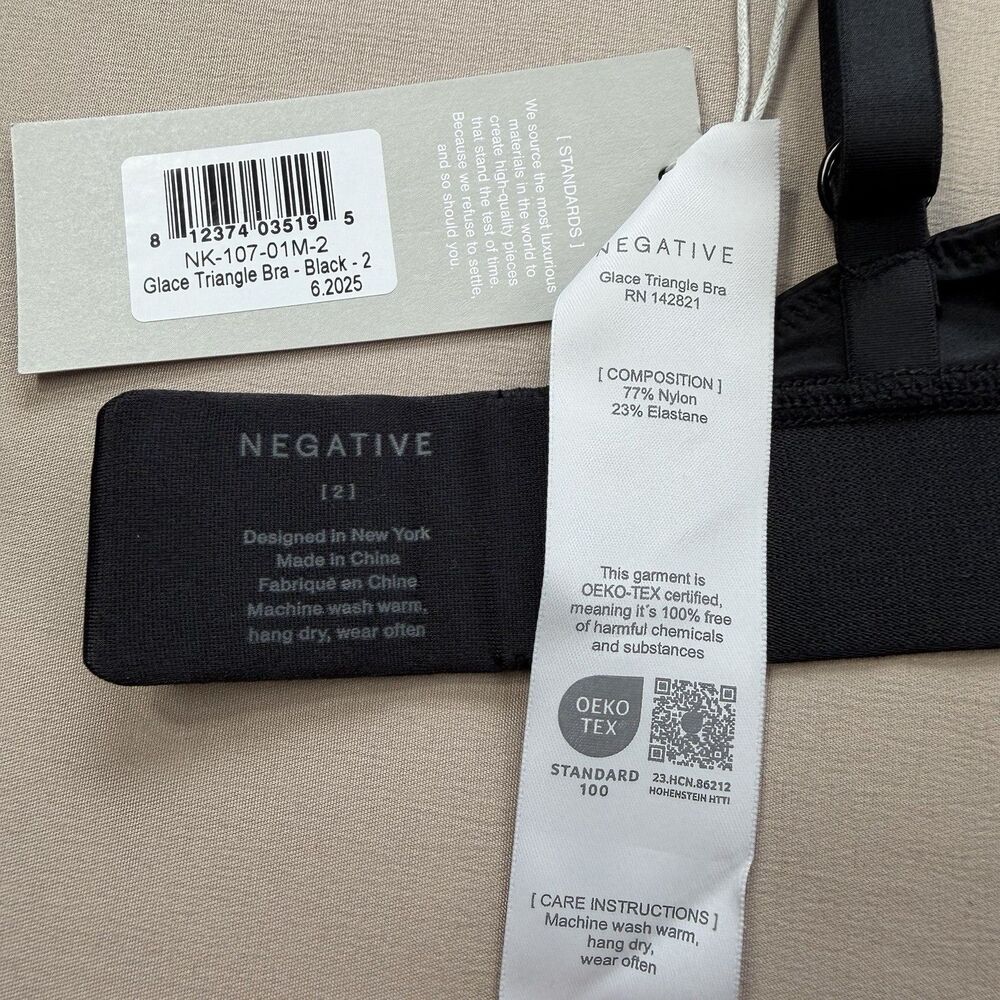 NEW Negative Glace Triangle Bra Size 2 Black Wireless Adjustable Straps - Picture 4 of 4
